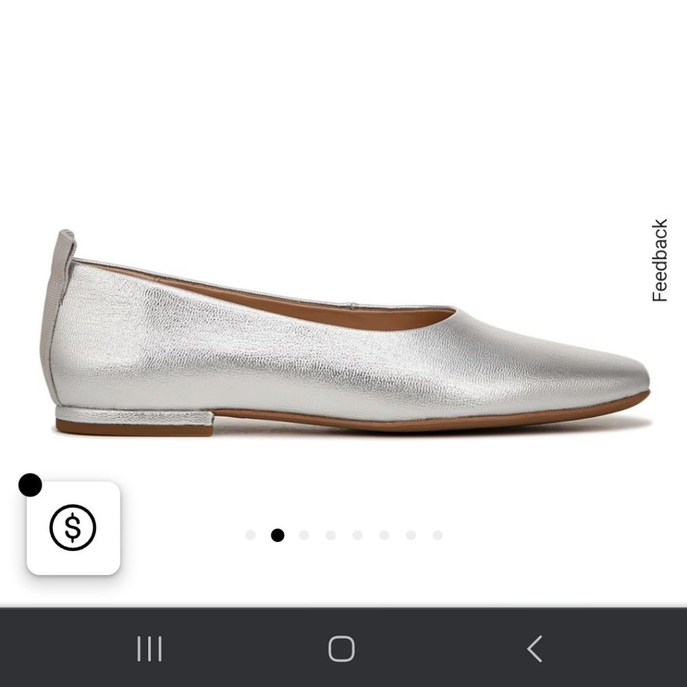 Franco Sarto Silver Ballet Flat New in Box Never Worn sz11